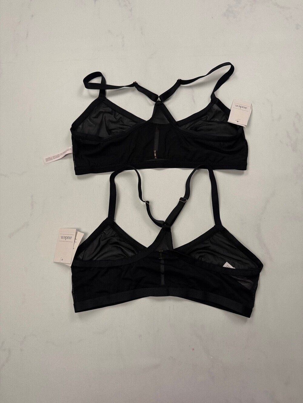 Auden Mesh Bra Bra Black Modern Feminine Set of 2 - Womens L